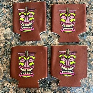 Tiki koozies set of 4 drinks drink keeps cans can cold party luau
